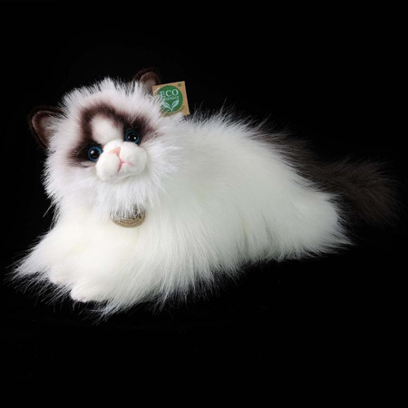 Peluche realistico gatto Ragdoll Mascotte sdraiato 35 cm Rappa ecologica