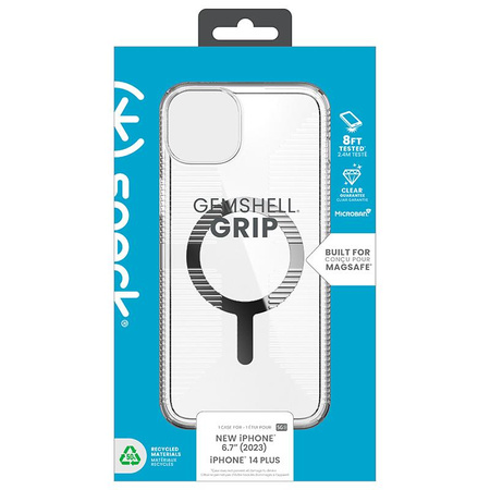 Speck Gemshell Grip + MagSafe - iPhone 15 Plus / iPhone 14 Plus tok (átlátszó / króm bevonattal)