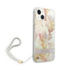 Guess Flower Cord - Etui avec dragonne iPhone 14 Plus (violet)