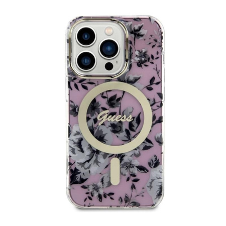Guess Flower MagSafe - Schutzhülle für iPhone 14 Pro Max (Pink)