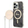 Guess Bundle Pack MagSafe 4G - MagSafe iPhone 13 Pro Max case + charger set (black/gold)