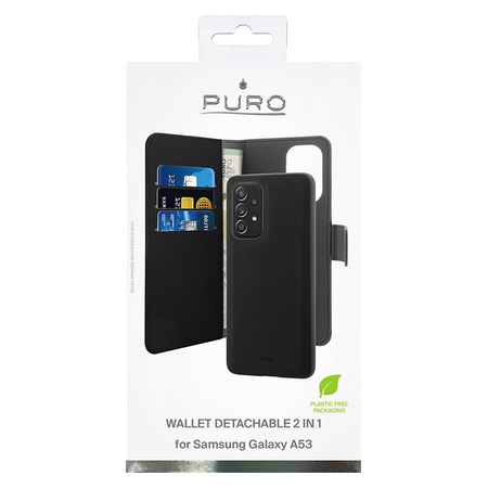 PURO Peněženkové odnímatelné pouzdro 2 v 1 pro Samsung Galaxy A53 (černé)