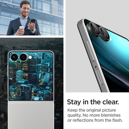 Spigen Optik Pro HD GLAS.TR EZ Fit Camera Protector 2er-Pack - Objektivschutzglas für Samsung Galaxy Z Flip 7 (Schwarz)