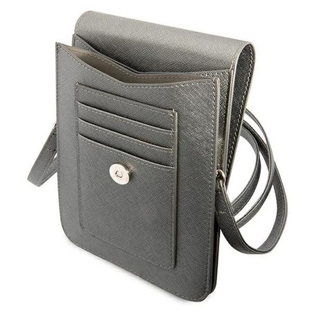 Guess Wallet Saffiano Triangle Logo Phone Bag (Grey)