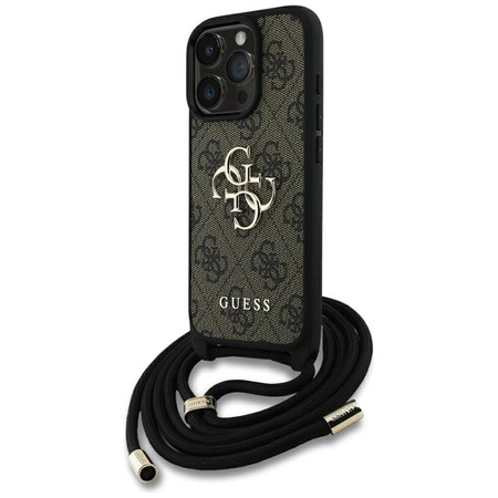 Guess 4G Big Logo Cord Strap Crossbody - étui pour iPhone 16 Pro (marron)