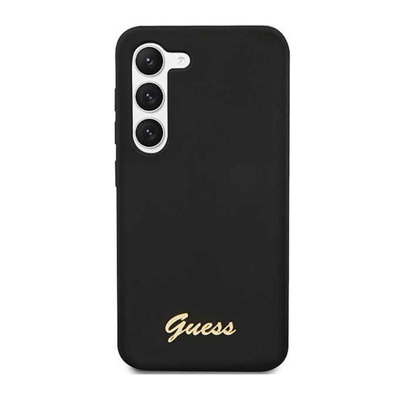 Guess Silicone Script Metal Logo - Case for Samsung Galaxy S23 (Black)