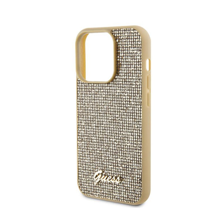 Guess Disco Metal Script - pouzdro pro iPhone 15 Pro (zlaté)