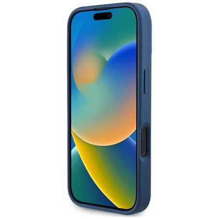 Guess Grained Printed Flower Pattern MagSafe - Hülle für iPhone 16 Pro (blau)