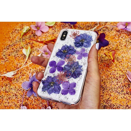 PURO Glam Hippie Chic kryt - pouzdro pro iPhone XR (zelené s pravými okvětními lístky)