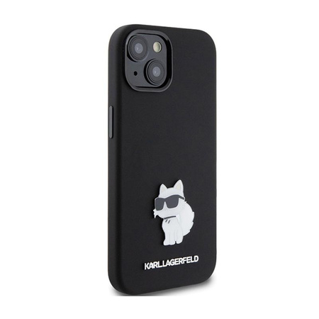 Karl Lagerfeld Silicone Choupette Metal Pin - pouzdro pro iPhone 15 Plus (černé)