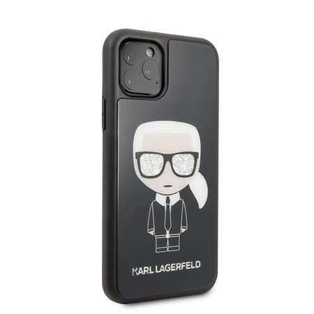 Karl Lagerfeld Double Layer Glitter Iconic - Coque pour iPhone 11 Pro (noir)