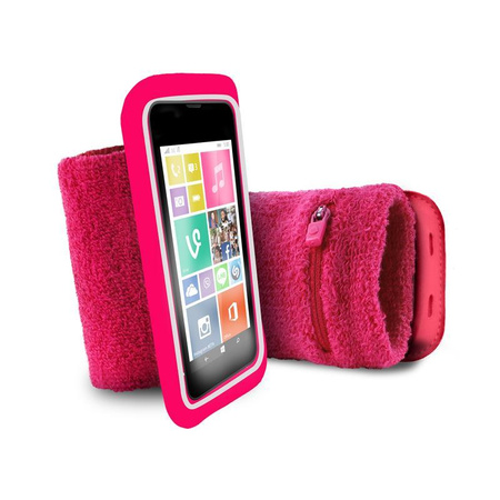 PURO Running Band - Universal running wristband for smartphones max 4.3" + key pocket (pink)