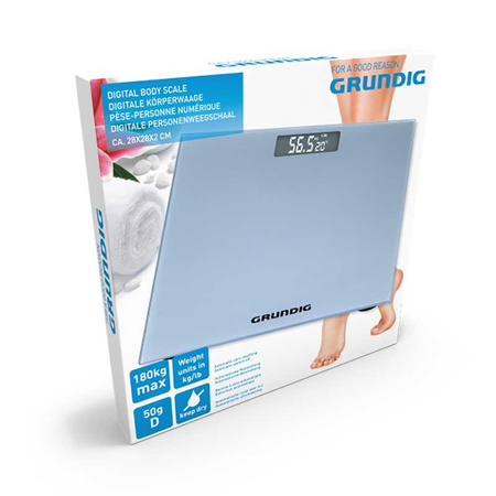 Grundig - Elektronikus fürdőszoba mérleg, üveg, 180 kg-ig (ezüst)