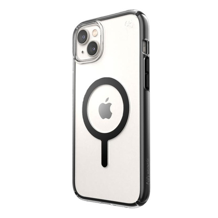 Speck Presidio Perfect-Clear avec Impact Geometry + MagSafe - Coque pour iPhone 15 Plus / 14 Plus avec revêtement MICROBAN (transparent / noir)