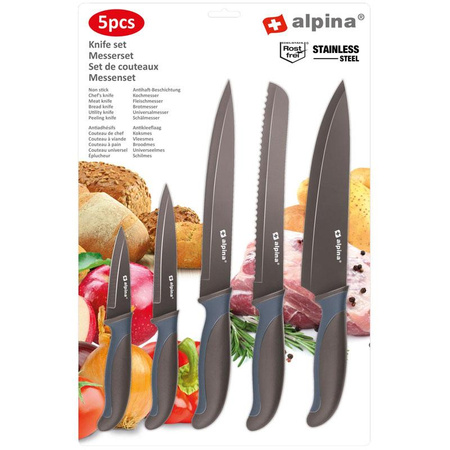 Alpina - Zestaw noży ze stali nierdzewnej (brązowy)