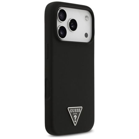 ETUI DO IPHONE 17 PRO do MAGSAFE GUESS CZARNE SILIKONOWE Z MIKROFIBRĄ CASE