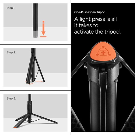Spigen S541W Bluetooth Selfie Stick Tripod - Stojan na chytrý telefon / držák selfie tyče (černý)
