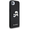 Karl Lagerfeld Fixed Glitter Karl & Choupette Heads Metal Pin - Etui pour iPhone 16e (noir)