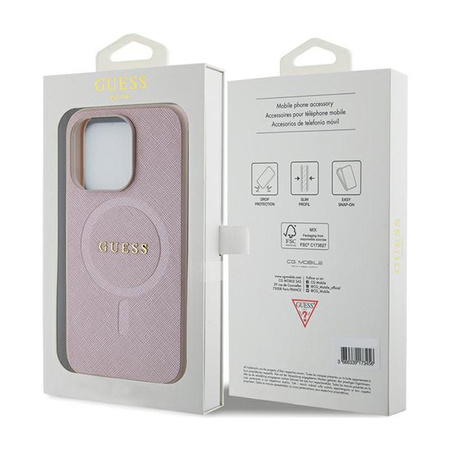 Guess Saffiano MagSafe - iPhone 15 Pro Max tok (rózsaszín)
