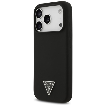 ETUI DO IPHONE 17 PRO do MAGSAFE GUESS CZARNE SILIKONOWE Z MIKROFIBRĄ CASE
