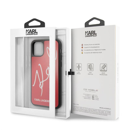 Karl Lagerfeld Double Layers Tempered Glass Glitter Signature Case - iPhone 11 Pro Case (red)