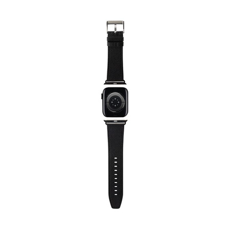 Karl Lagerfeld Saffiano Monogram - řemínek pro Apple Watch 42/44/45/49 mm (černý)