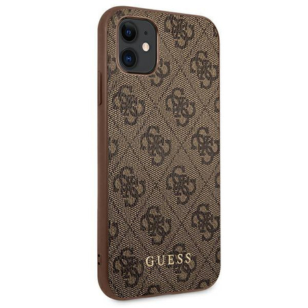 Guess 4G fém arany logó - iPhone 11 tok (barna)