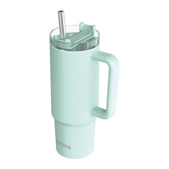 Quokka Stream - 950 ml stainless steel thermal mug with straw (Turquoise)