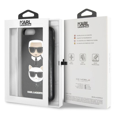 Karl Lagerfeld Embossed Case Karl & Choupette - Etui iPhone 8 Plus / 7 Plus (czarny)