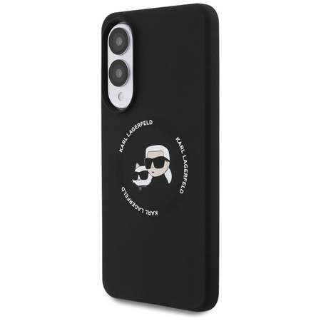 Karl Lagerfeld Silicone Double Heads And Circle MagSafe – Pouzdro pro Samsung Galaxy S25 Edge (černé)