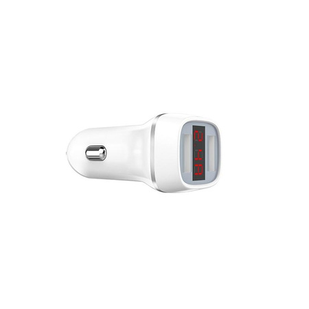 Borofone - 2x USB car charger with LCD display, white