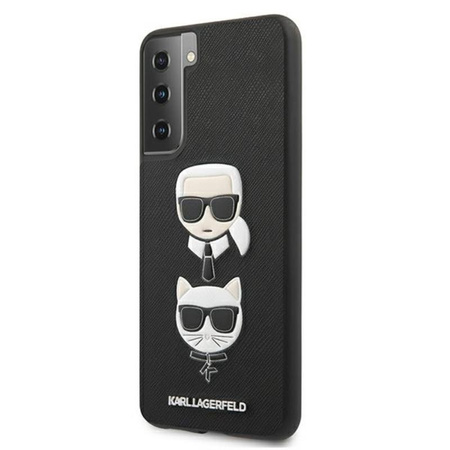 Karl Lagerfeld Saffiano Karl & Choupette Heads - pouzdro pro Samsung Galaxy S21+ (černé)
