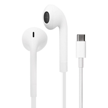 PURO ICON Stereo Earphones - Słuchawki USB-C z płaskim kablem z mikrofonem i pilotem (Biały)