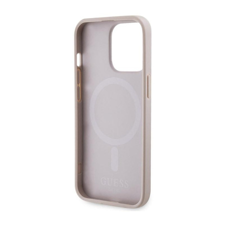 Pouzdro Guess 4G MagSafe s potiskem pruhů - iPhone 13 Pro Max (růžové)
