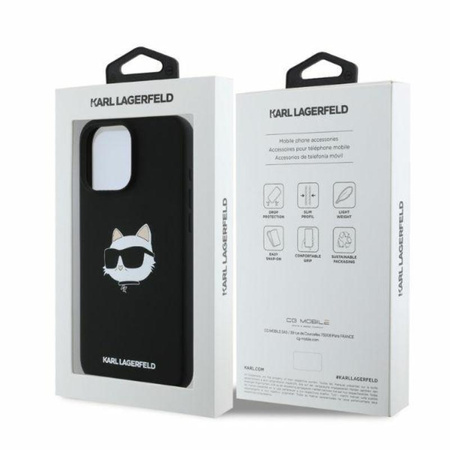 Karl Lagerfeld Silicone Choupette Head Print Étui MagSafe - iPhone 16 Pro Max (noir)