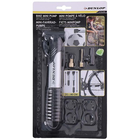 Dunlop - handy mini ball bike pump interchangeable tips