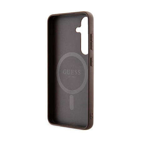 Guess 4G Collection Leather Metal Logo MagSafe - Pouzdro Samsung Galaxy S24 (Hnědé)