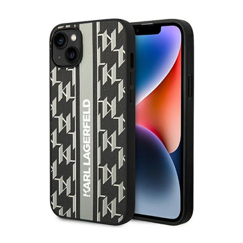 Karl Lagerfeld Monogram Stripe - Case for iPhone 14 Plus (Grey)