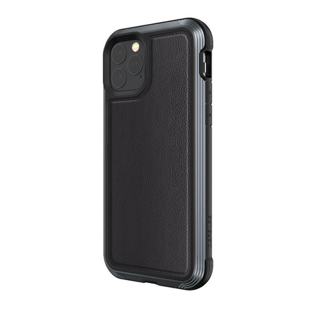 X-Doria Defense Lux - Alumínium tok iPhone 11 Pro készülékhez (Cseppteszt 3m) (Fekete bőr)