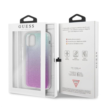 Guess Glitter Gradient - pouzdro pro iPhone 11 Pro Max (růžová/modrá)