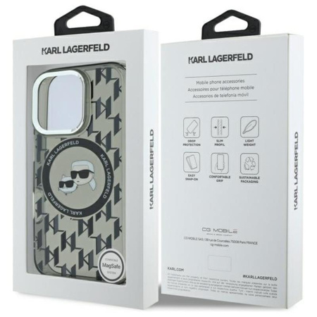 Karl Lagerfeld IML Monogram Karl & Choupette Head MagSafe - iPhone 16 Pro Case (noir)