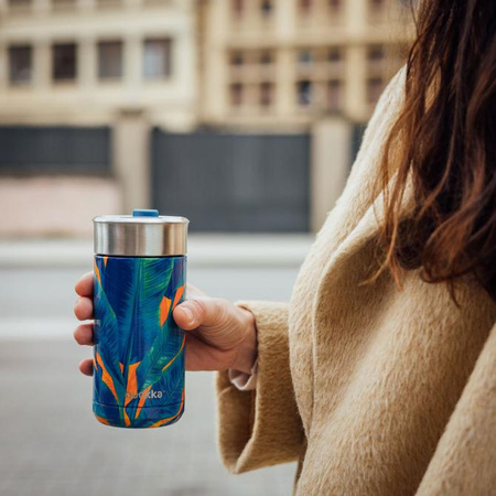 Quokka Boost Coffee Tumbler - Stainless steel thermal mug with brewer 400 ml (Blue Jungle)