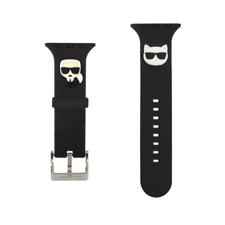 Karl Lagerfeld szilikon Karl & Choupette Heads - szíj Apple Watch-hoz 38/40/41 mm (fekete)