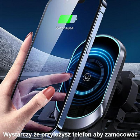 USAMS US-CD182 - Magnetický držák do auta s 15W bezdrátovým nabíjením (černý)