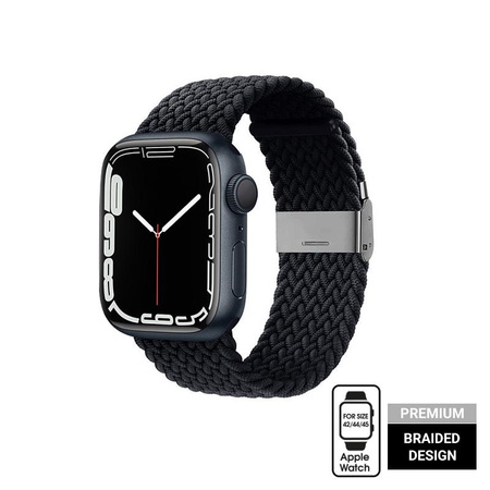Crong Wave Band – Pletený řemínek pro Apple Watch 44/45/46/49 mm (grafitový)