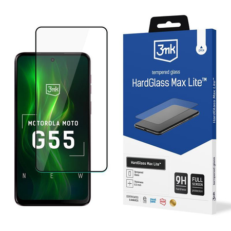 3mk HardGlass Max Lite - Tvrzené sklo pro Motorola Moto G55 5G (černé)