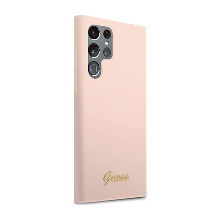 Guess Silicone Script Metal Logo - Samsung Galaxy S23 Ultra Case (pink)