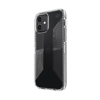 Speck Presidio Perfect-Clear with Grips - iPhone 12 / iPhone 12 Pro Case with MICROBAN Coating (Clear)