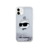 Karl Lagerfeld Liquid Glitter NFT Choupette Head - pouzdro pro iPhone 11 (stříbrné)
