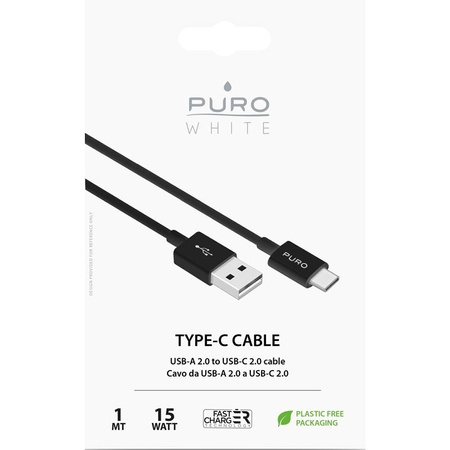PURO White - Připojovací kabel USB-A / USB-C 1 m (černý)